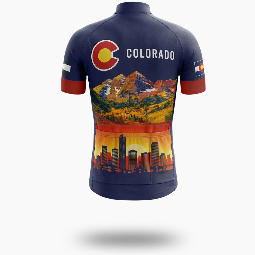 Colorado State Men's Cycling Jersey, Colorado Mountain Bike Jersey - Short Sleeve Cycling Jersey-White