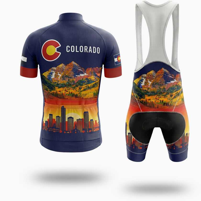 Colorado State Men's Cycling Jersey, Colorado Mountain Bike Jersey - Short Sleeve Cycling Jersey Kit-White