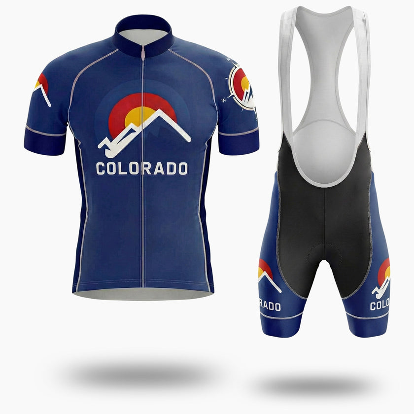 Colorado Sunrise Men's Bike Jersey, The Colorado Cycling Jersey & Bib Short - Short Sleeve Cycling Jersey Kit-White