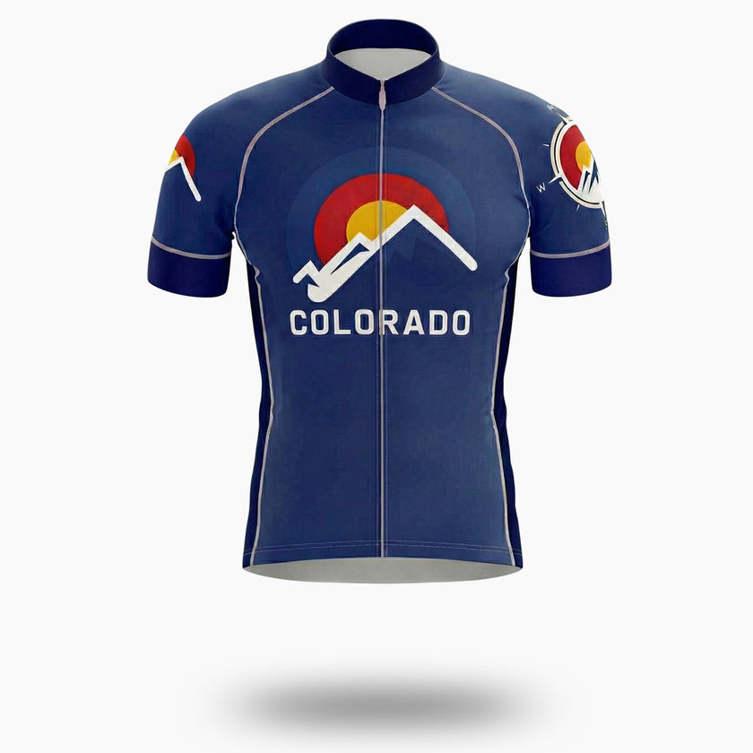 Colorado Sunrise Men's Bike Jersey, The Colorado Cycling Jersey & Bib Short - Short Sleeve Cycling Jersey-White