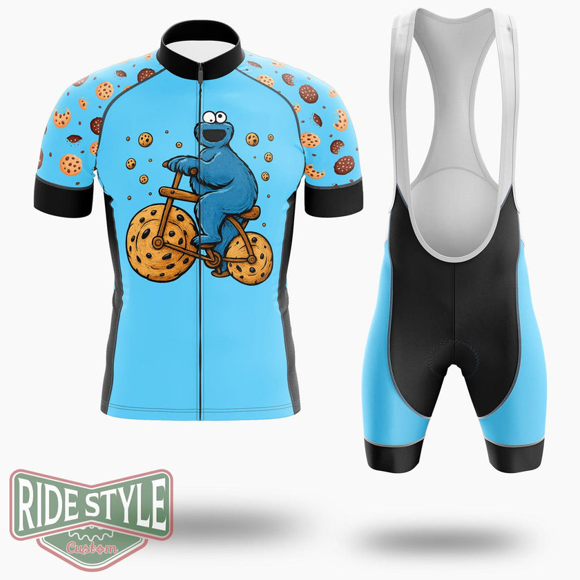 Cookie Exercise Funny Monster Bike Cycling Jersey Kit, Bicycle Clothing - Short Sleeve Cycling Jersey Kit-White