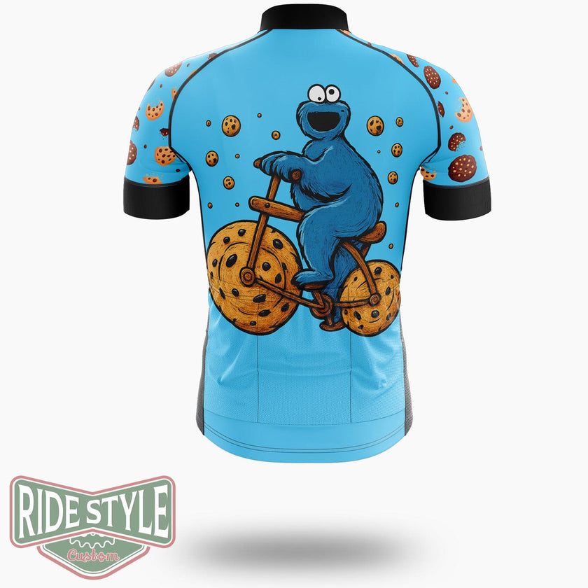 Cookie Exercise Funny Monster Bike Cycling Jersey Kit, Bicycle Clothing - Short Sleeve Cycling Jersey-White