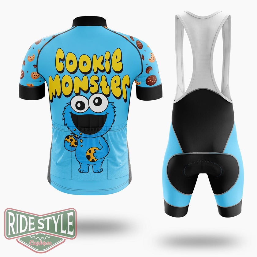 Cookie Monster Black Cycling Jersey Kit, Bicycle Clothing - Short Sleeve Cycling Jersey Kit-White