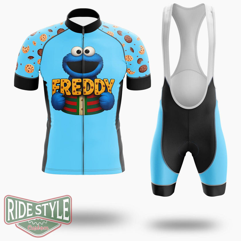 Cookie Monster Cycling Jersey Kit, Bicycle Clothing - Short Sleeve Cycling Jersey Kit-White