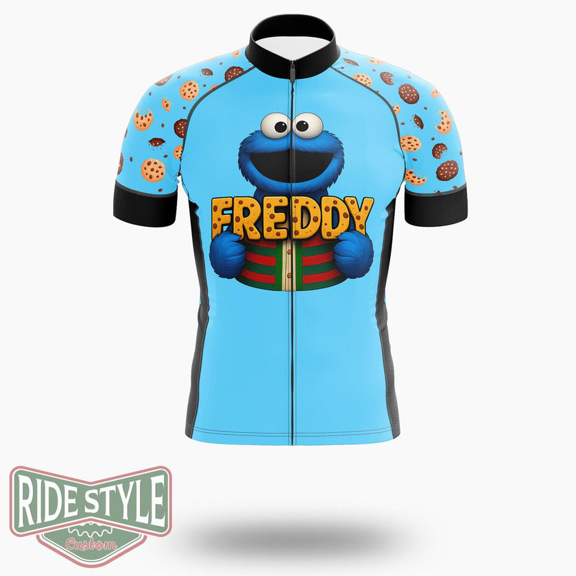 Cookie Monster Cycling Jersey Kit, Bicycle Clothing - Short Sleeve Cycling Jersey-White