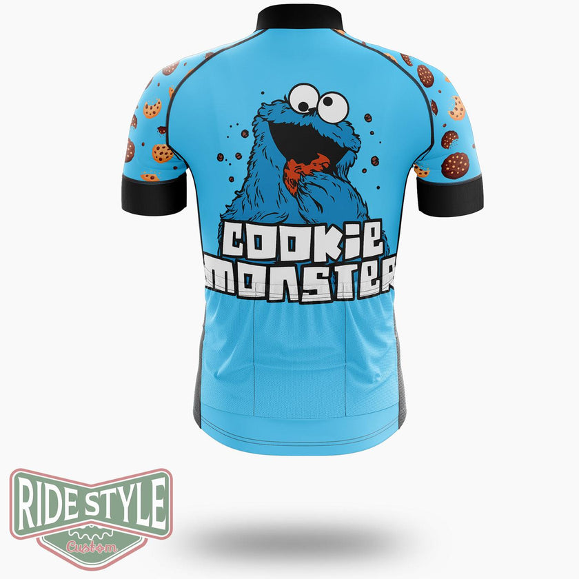 Cookie Monster Eat Cycling Jersey Kit, Bicycle Clothing - Short Sleeve Cycling Jersey-White