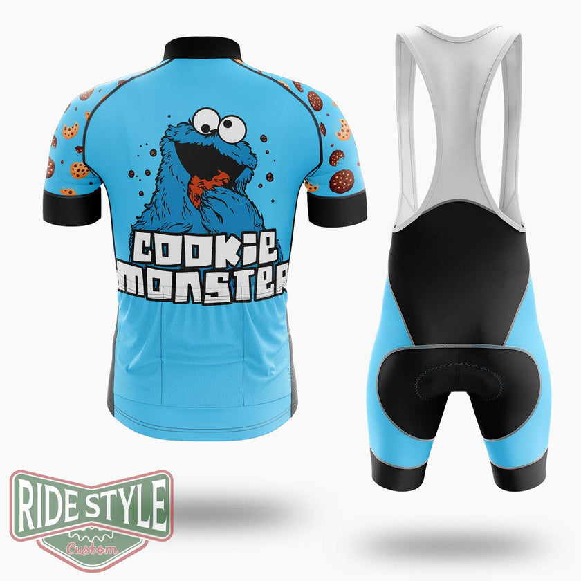 Cookie Monster Eat Cycling Jersey Kit, Bicycle Clothing - Short Sleeve Cycling Jersey Kit-White