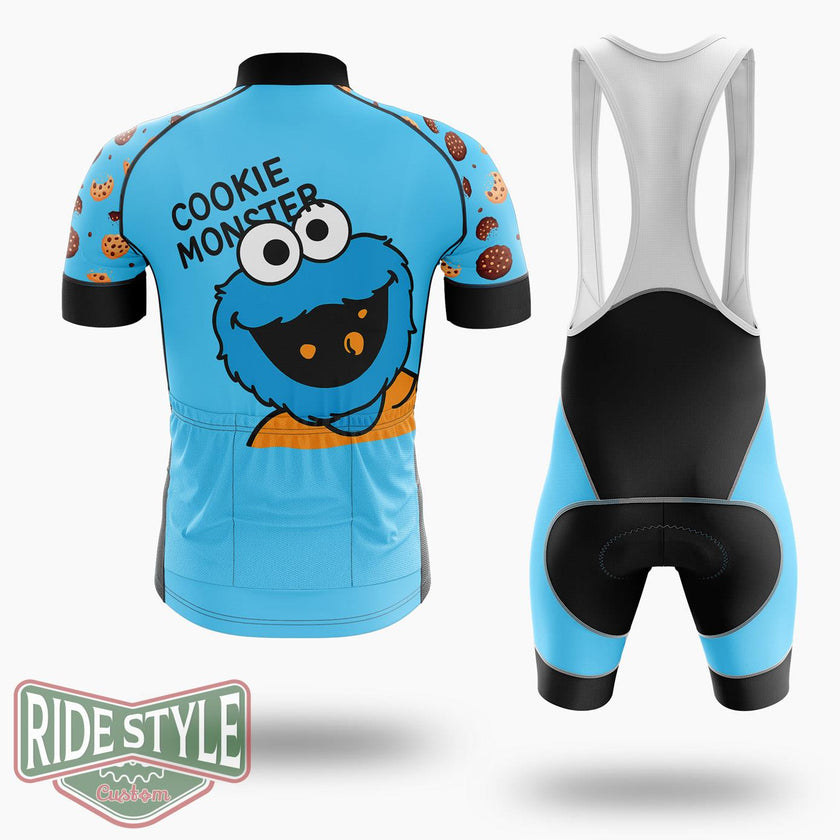 Cookie Monster Funny Cycling Jersey Kit, Bicycle Clothing - Short Sleeve Cycling Jersey Kit-White