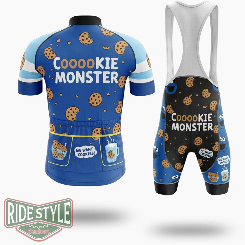 Cookie Monster, Me Want Cookies Cycling Jersey Kit - Short Sleeve Cycling Jersey Kit-White