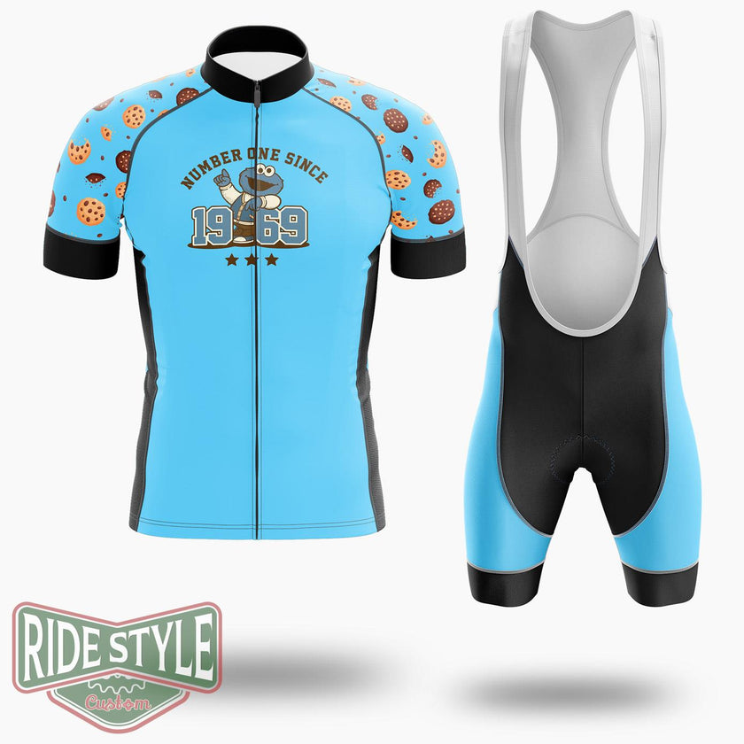 Cookie Monster One Since 1969 Cycling Jersey Kit, Bicycle Clothing - Short Sleeve Cycling Jersey Kit-White