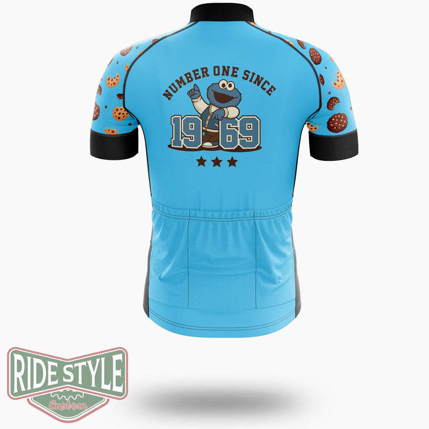 Cookie Monster One Since 1969 Cycling Jersey Kit, Bicycle Clothing - Short Sleeve Cycling Jersey-White