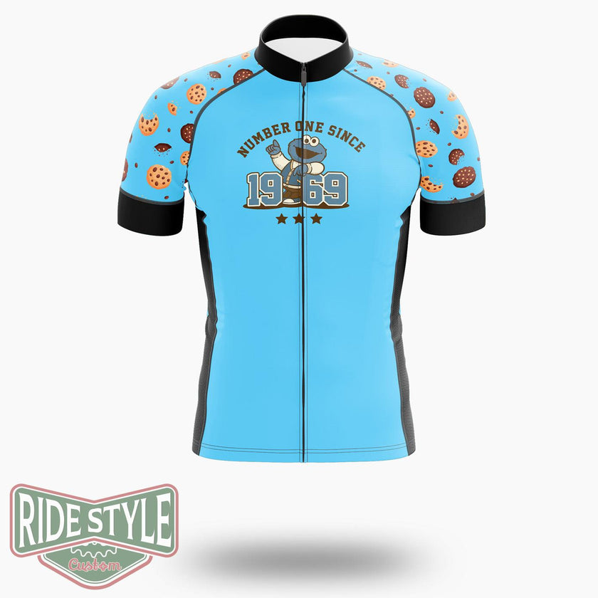 Cookie Monster One Since 1969 Cycling Jersey Kit, Bicycle Clothing - Short Sleeve Cycling Jersey-White