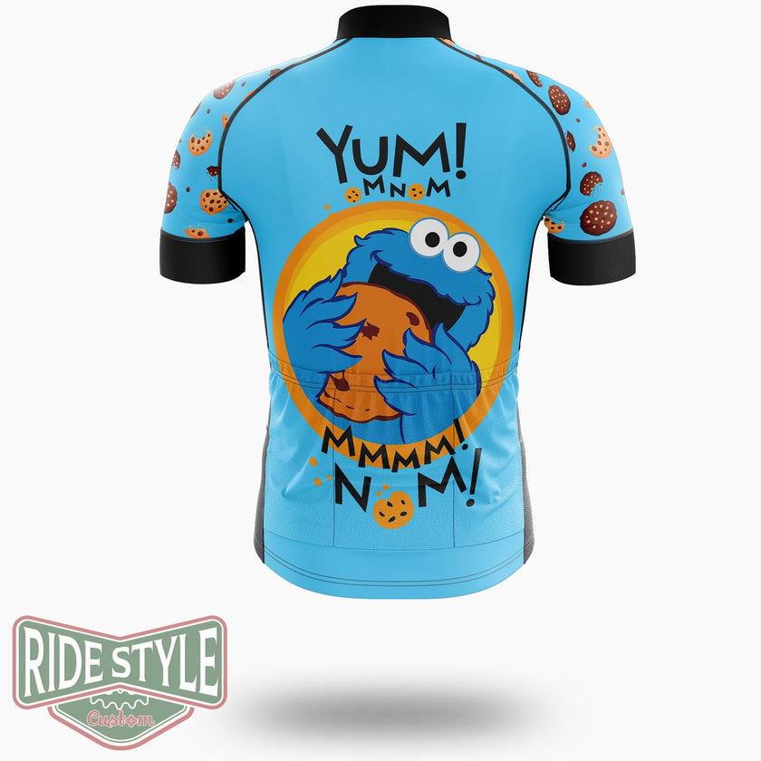 Cookie Monster Yum Mnm Cycling Jersey Kit, Bicycle Clothing - Short Sleeve Cycling Jersey-White