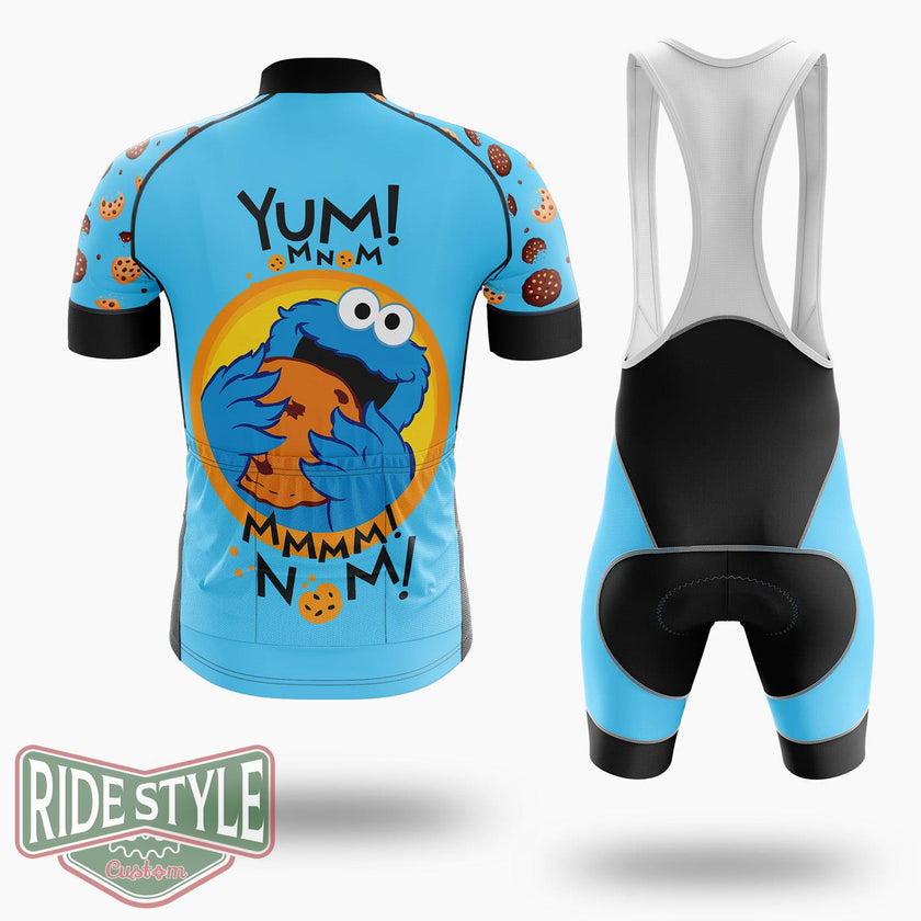 Cookie Monster Yum Mnm Cycling Jersey Kit, Bicycle Clothing - Short Sleeve Cycling Jersey Kit-White