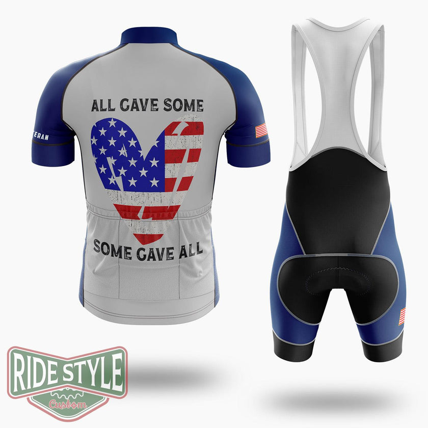 Cool Usa Flag American Patriotic Heart Armed Forces Memorial Day Cycling Jersey Kit - Short Sleeve Cycling Jersey Kit-White