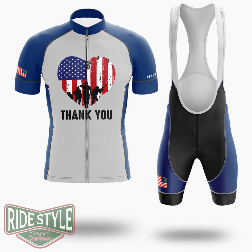 Cool Usa Flag Heart American Patriotic Armed Forces Memorial Day Cycling Jersey Kit - Short Sleeve Cycling Jersey Kit-White
