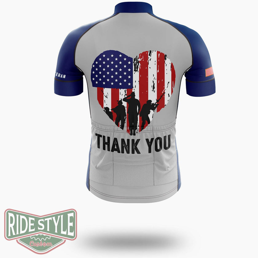 Cool Usa Flag Heart American Patriotic Armed Forces Memorial Day Cycling Jersey Kit - Short Sleeve Cycling Jersey-White