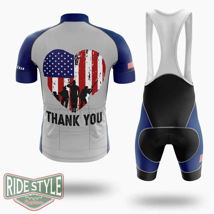 Cool Usa Flag Heart American Patriotic Armed Forces Memorial Day Cycling Jersey Kit - Short Sleeve Cycling Jersey Kit-White