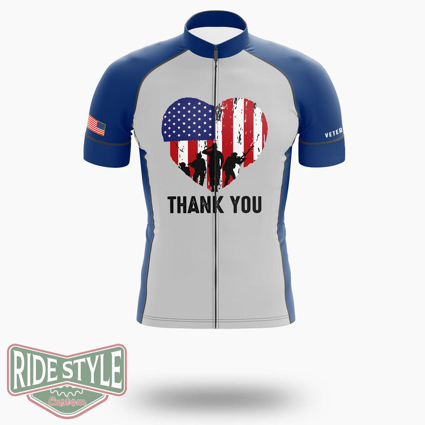 Cool Usa Flag Heart American Patriotic Armed Forces Memorial Day Cycling Jersey Kit - Short Sleeve Cycling Jersey-White