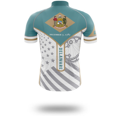 Custom Delaware State Flag Cycling Kit, Cycling Personalized Name Jersey - Short Sleeve Cycling Jersey-White