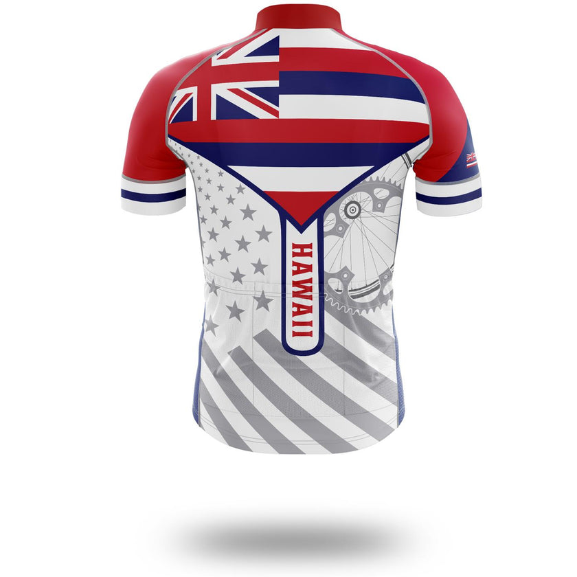 Custom Hawaii State Flag Cycling Kit, Cycling Personalized Name Jersey - Short Sleeve Cycling Jersey-White