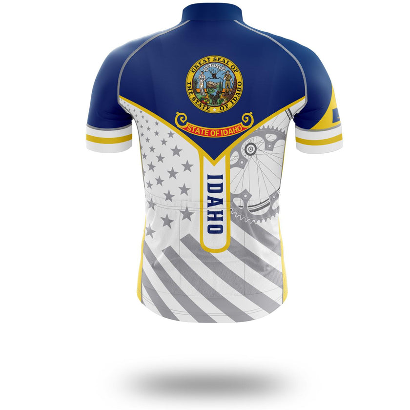 Custom Idaho State Flag Cycling Kit, Cycling Personalized Name Jersey - Short Sleeve Cycling Jersey-White