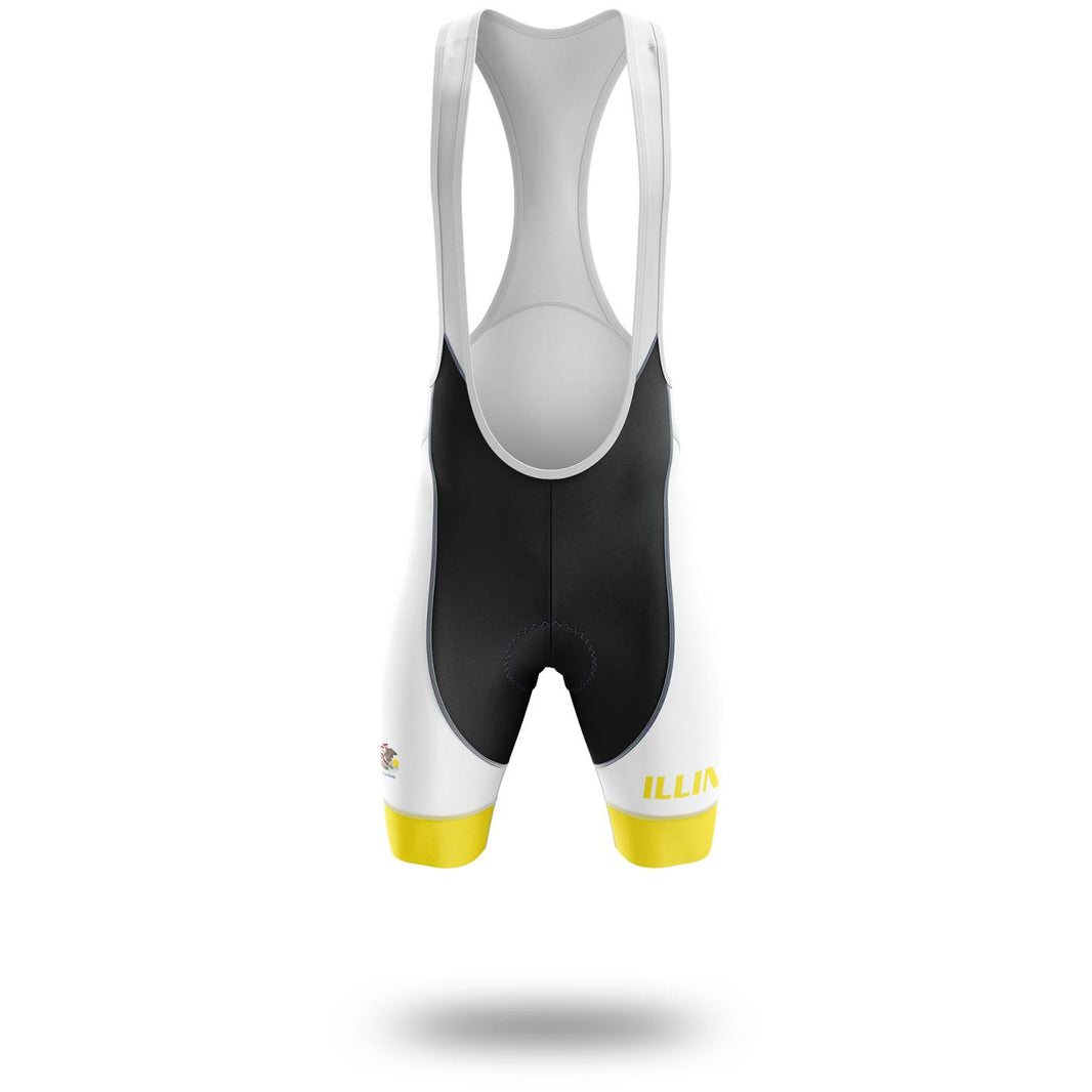 Custom Illinois State Flag Cycling Kit, Cycling Personalized Name Jersey - Bib Shorts-White