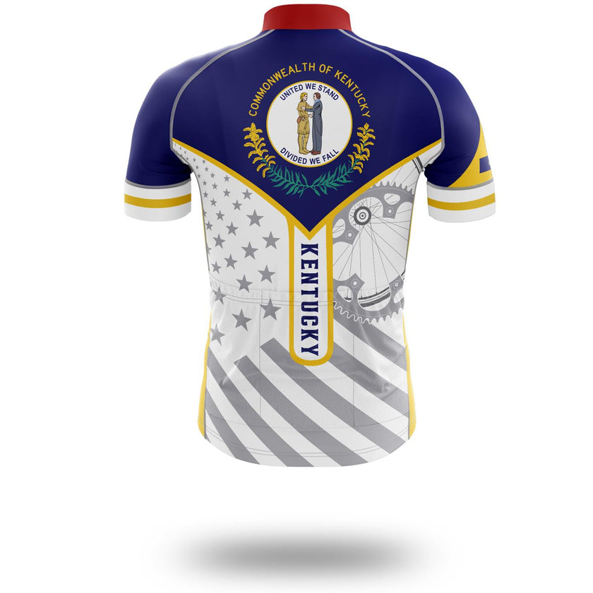 Custom Kentucky State Flag Cycling Kit, Cycling Personalized Name Jersey - Short Sleeve Cycling Jersey-White