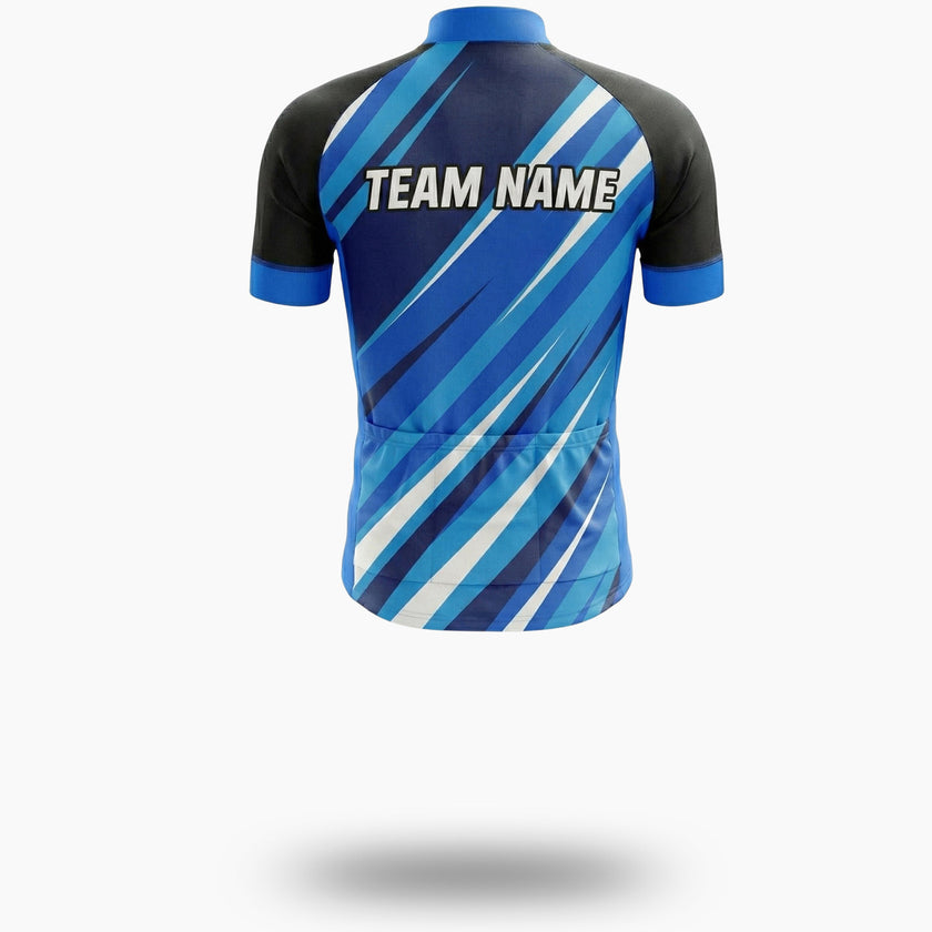 Custom Team Name, Personalized Name, Custom Team Logo Men's Blue Cycling Jersey - Short Sleeve Cycling Jersey-White