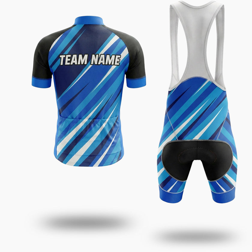 Custom Team Name, Personalized Name, Custom Team Logo Men's Blue Cycling Jersey - Short Sleeve Cycling Jersey Kit-White