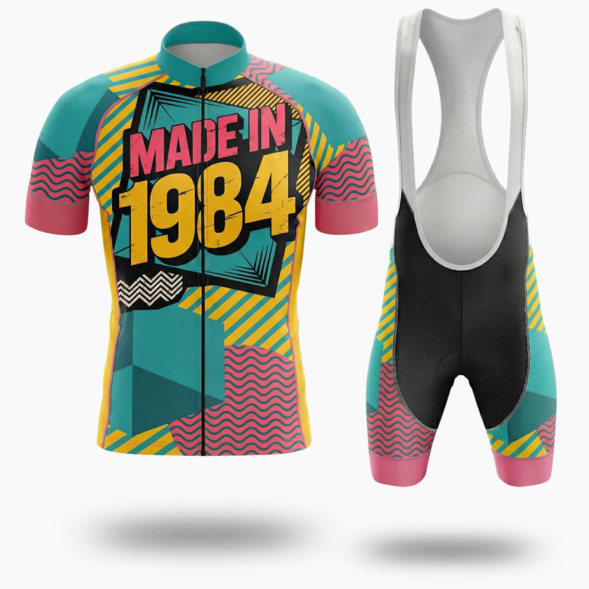 Custom Year Retro Cycling Jersey, Retro Made In 1984 Men's Bike Jersey - Short Sleeve Cycling Jersey Kit-White