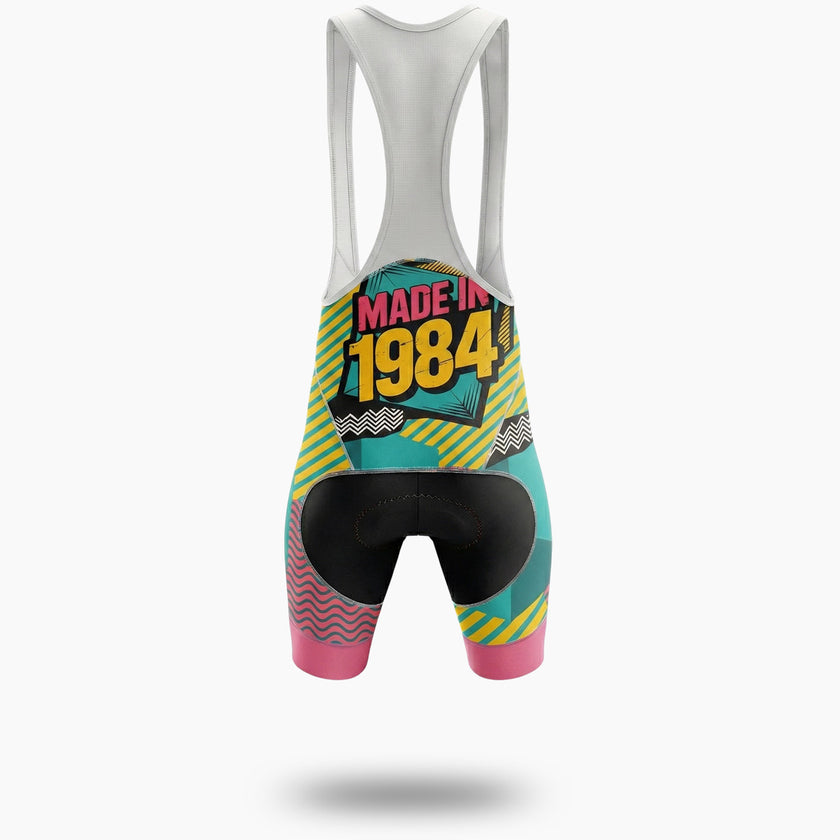 Custom Year Retro Cycling Jersey, Retro Made In 1984 Men's Bike Jersey - Bib Shorts-White