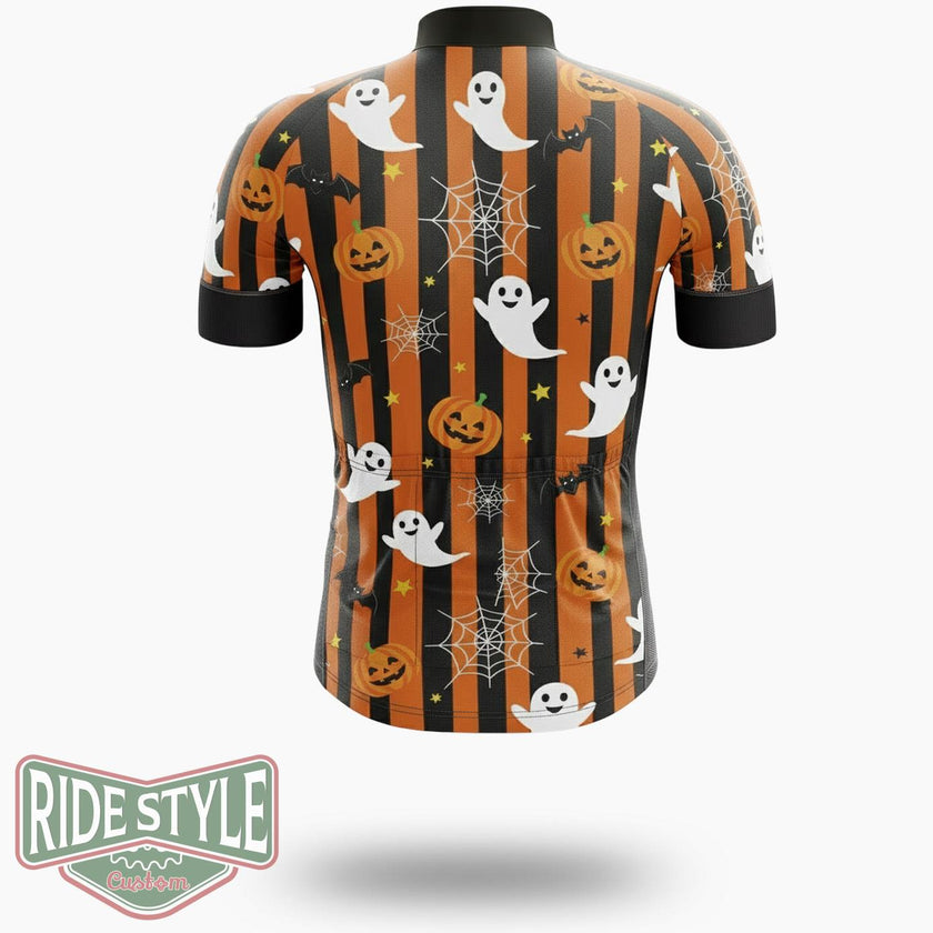 Cute Spooky Halloween Ride Cycling Jersey Kit - Short Sleeve Cycling Jersey-White