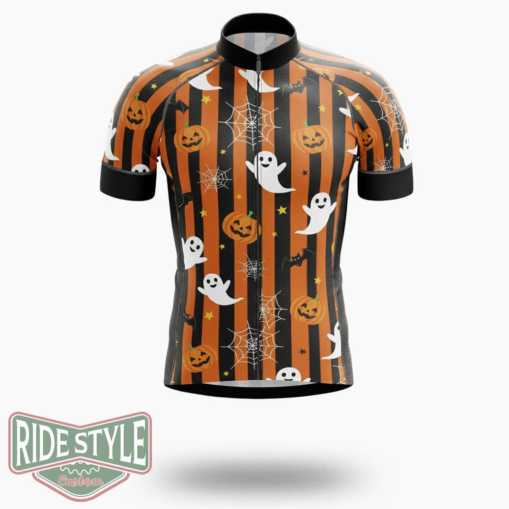 Cute Spooky Halloween Ride Cycling Jersey Kit - Short Sleeve Cycling Jersey-White