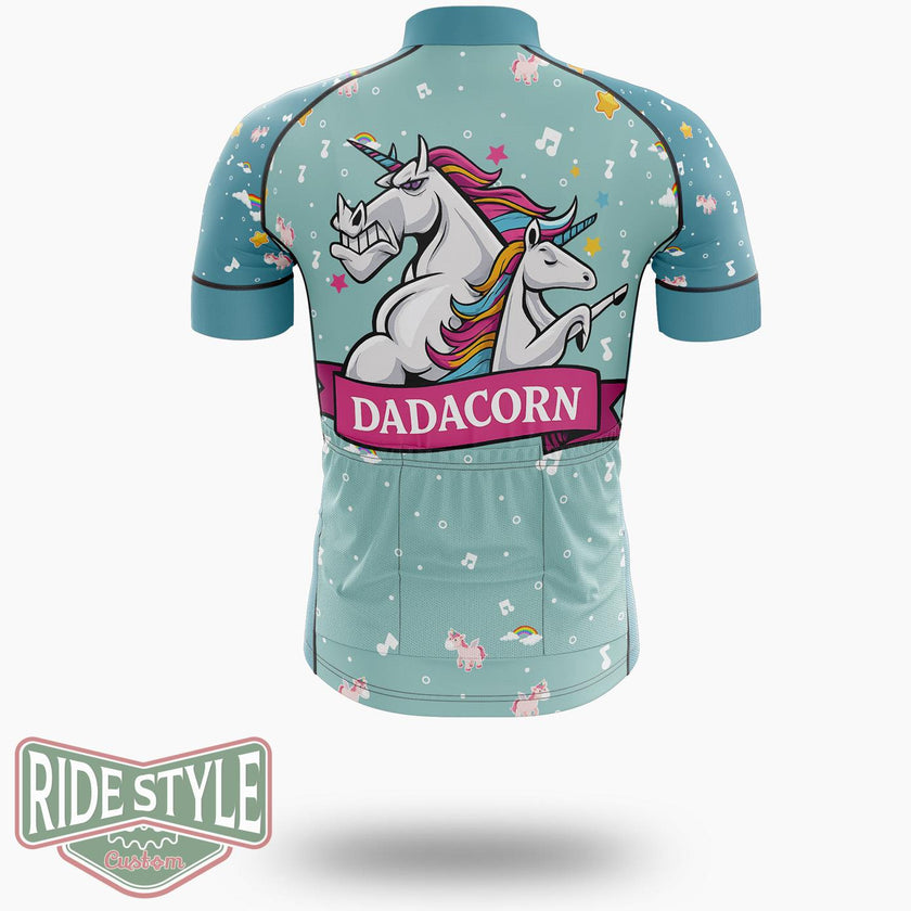 Dadicorn Funny Fathers Day Unicorn Cycling Jersey Kit, Bicycle Clothing - Short Sleeve Cycling Jersey-White