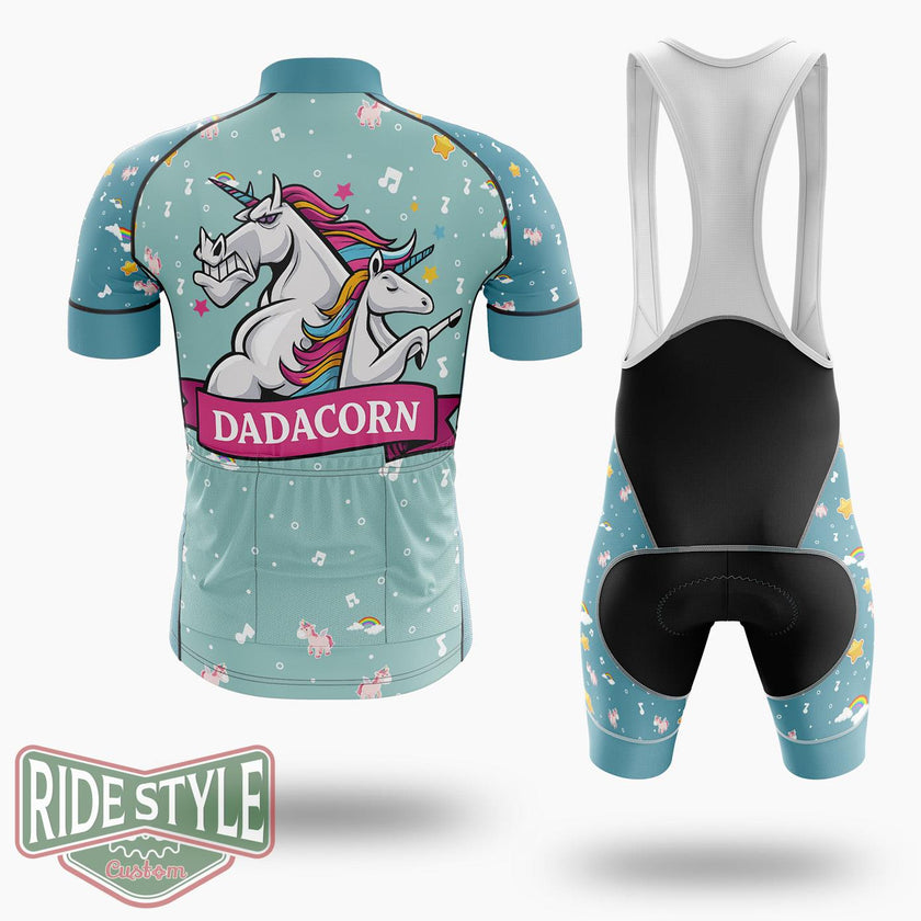 Dadicorn Funny Fathers Day Unicorn Cycling Jersey Kit, Bicycle Clothing - Short Sleeve Cycling Jersey Kit-White
