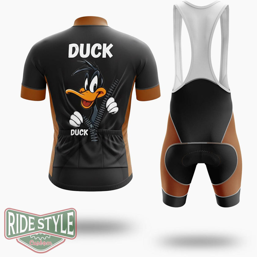 Daffy Duck Inspired Funny Cartoon Duck 90s Retro Looney Tunes Style Cycling Jersey Kit - Short Sleeve Cycling Jersey Kit-White