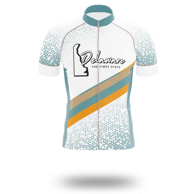 Delaware State Cycling Jersey, Delaware Map Cycling Jersey or Bib Short - Short Sleeve Cycling Jersey-White