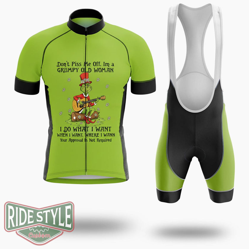 Don't Plss Me Off, Im A Ggrupy Old Woman Cycling Jersey Kit - Short Sleeve Cycling Jersey Kit-White