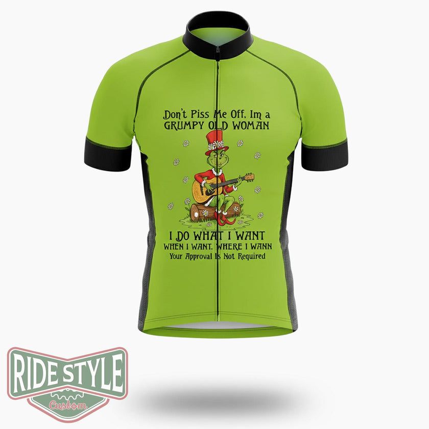 Don't Plss Me Off, Im A Ggrupy Old Woman Cycling Jersey Kit - Short Sleeve Cycling Jersey-White