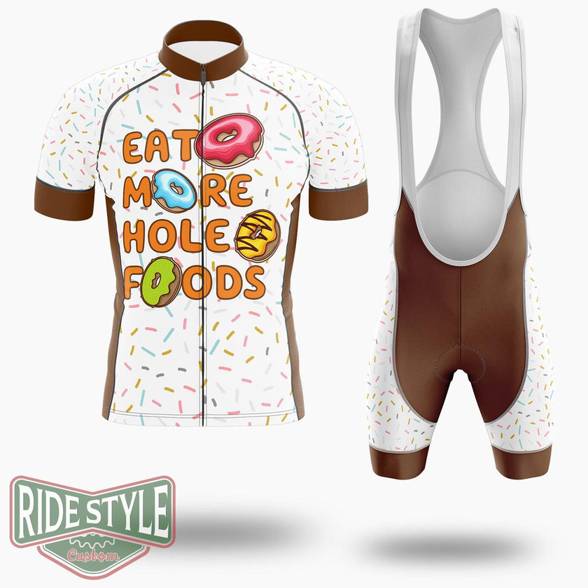 Donut Eat More Hole Foods Cycling Jersey Kit, Bicycle Clothing Summer New - Short Sleeve Cycling Jersey Kit-White