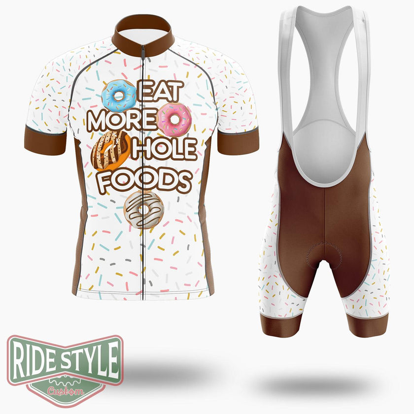 Donut Eat More Hole Foods Funny Cycling Jersey Kit, Bicycle Clothing Summer New - Short Sleeve Cycling Jersey Kit-White