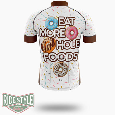 Donut Eat More Hole Foods Funny Cycling Jersey Kit, Bicycle Clothing Summer New - Short Sleeve Cycling Jersey-White
