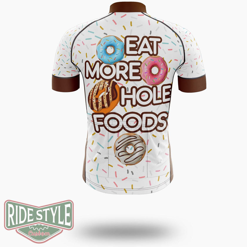 Donut Eat More Hole Foods Funny Cycling Jersey Kit, Bicycle Clothing Summer New - Short Sleeve Cycling Jersey-White