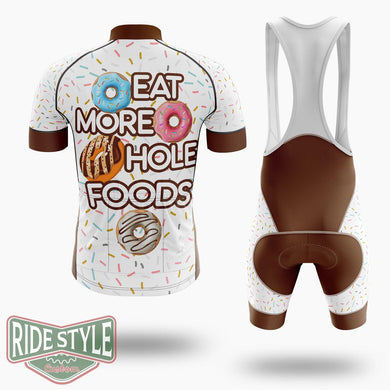 Donut Eat More Hole Foods Funny Cycling Jersey Kit, Bicycle Clothing Summer New - Short Sleeve Cycling Jersey Kit-White