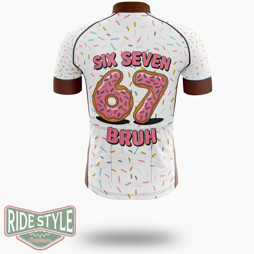 Donut Six Seven Bruh Cycling Jersey Kit, Bicycle Clothing Summer New - Short Sleeve Cycling Jersey-White