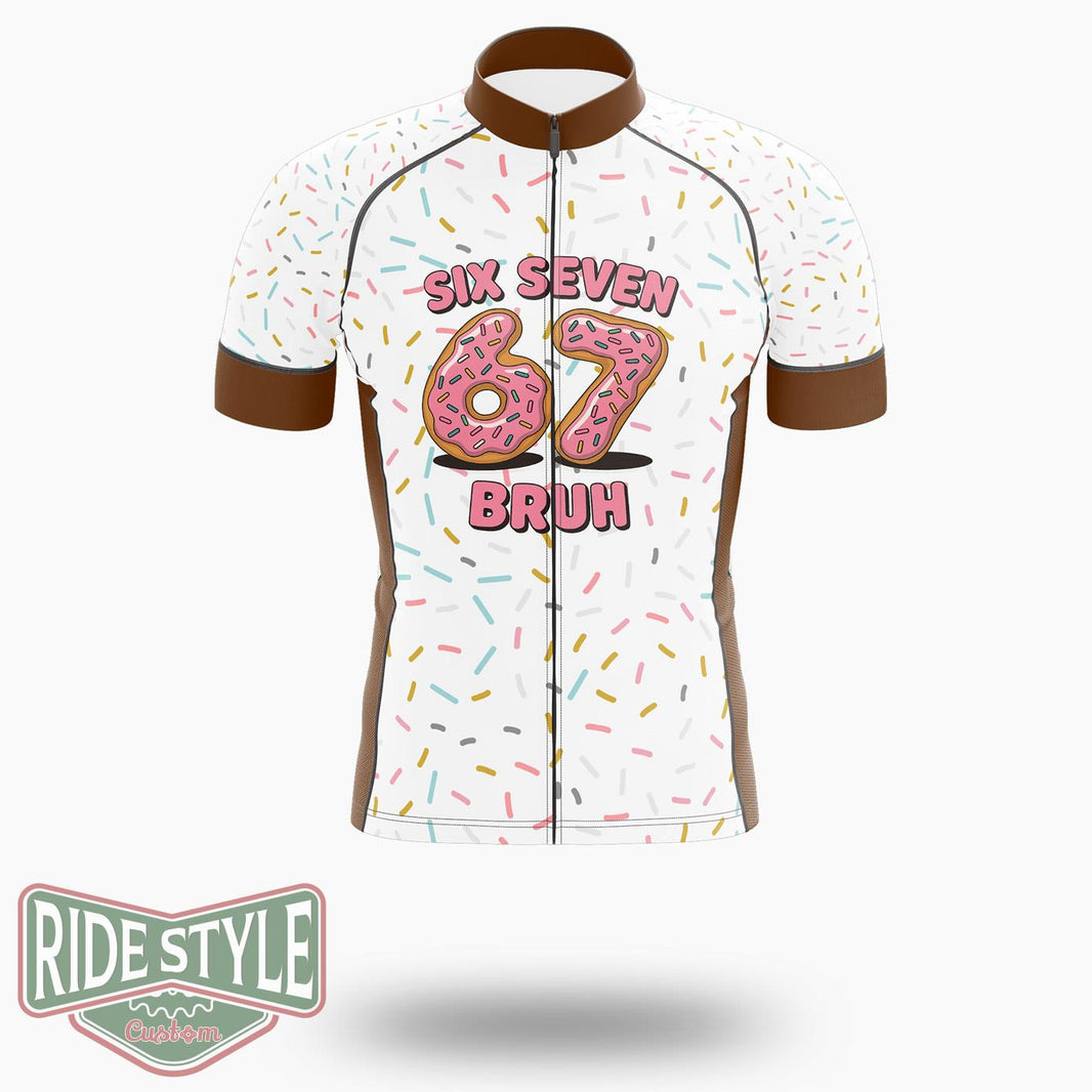 Donut Six Seven Bruh Cycling Jersey Kit, Bicycle Clothing Summer New - Short Sleeve Cycling Jersey-White