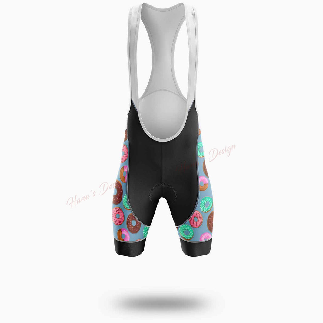 Donut Squad Funny Donut Lover Cycling Jersey Short Sleeve - Bib Shorts-White