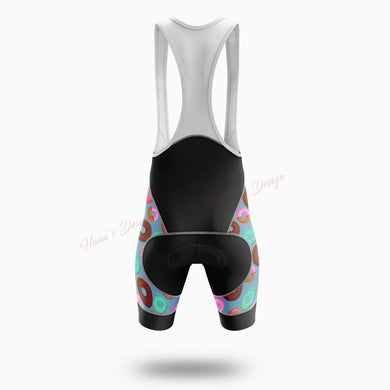 Donut Squad Funny Donut Lover Cycling Jersey Short Sleeve - Bib Shorts-White