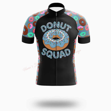 Donut Squad Funny Donut Lover Cycling Jersey Short Sleeve - Short Sleeve Cycling Jersey-White